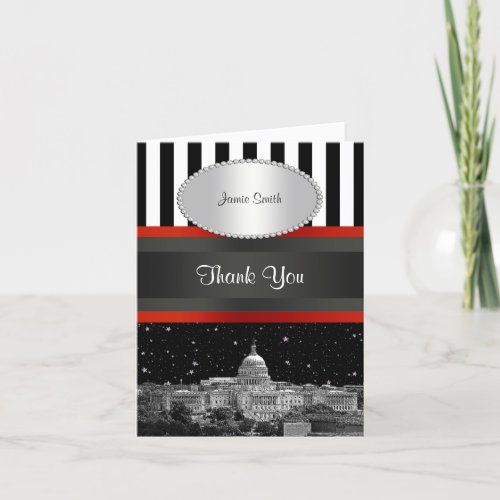 Washington DC Skyline Blk Wht Stripe P Thank You