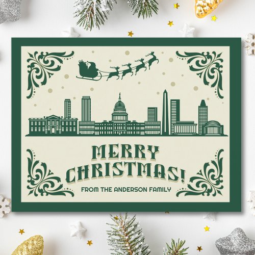Washington DC Skyline Christmas Holiday Postcard