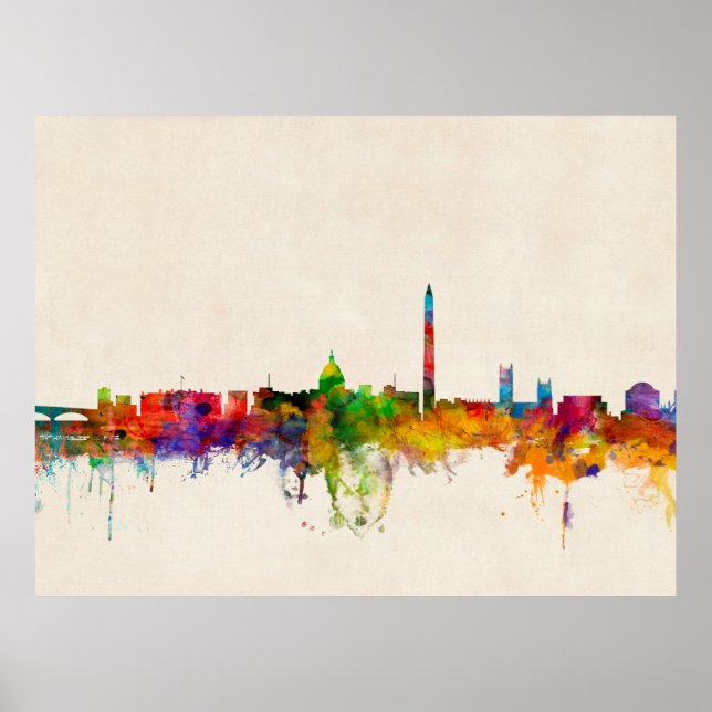 Washington DC Skyline Cityscape Poster (Front)