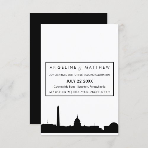 Washington DC Skyline Cityscape Wedding Invitation