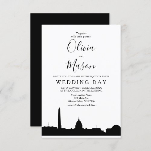 Washington DC Skyline Cityscape Wedding Invitation
