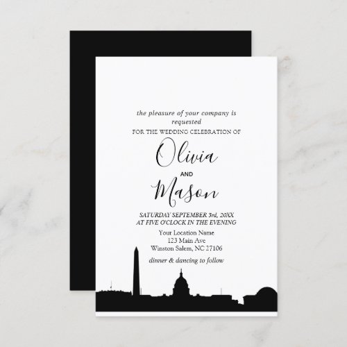 Washington DC Skyline Cityscape Wedding Invitation