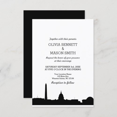 Washington DC Skyline Cityscape Wedding Invitation