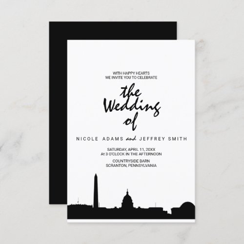 Washington DC Skyline Cityscape Wedding Invitation