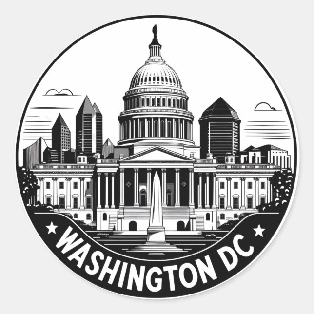 Washington DC Skyline Classic Round Sticker (Front)