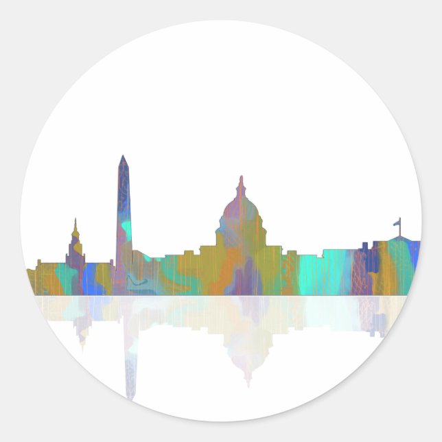 Washington, DC Skyline Classic Round Sticker (Front)
