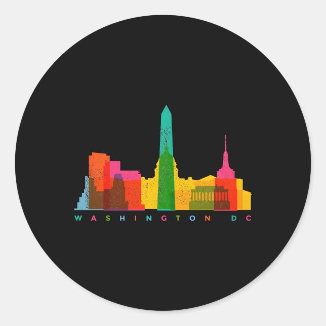 Washington Dc Skyline Colorful Washington Dc Classic Round Sticker (Front)