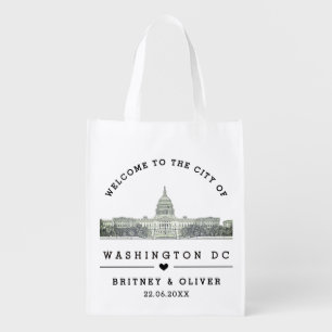 Washington DC Skyline – Custom Wedding favor Grocery Bag
