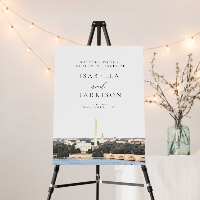 WASHINGTON DC Skyline Engagement Party Welcome Foam Board (In Situ (Stand))