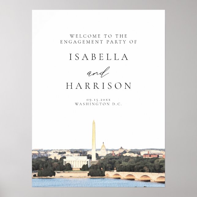 WASHINGTON DC Skyline Engagement Party Welcome Poster (Front)