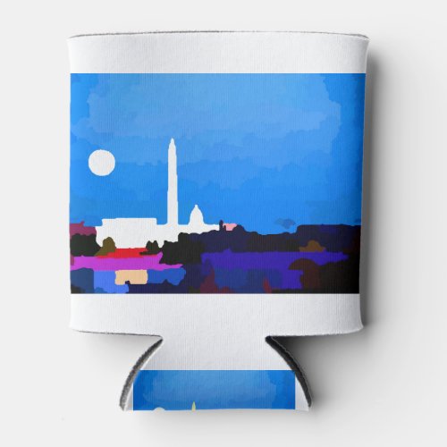 Washington DC Skyline Full Moon Can Cooler