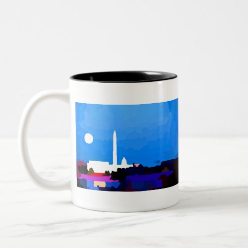 Washington DC Skyline Full Moon Two_Tone Coffee Mug