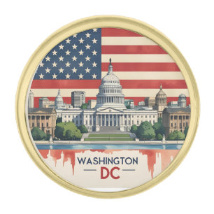 Washington DC Skyline Gold Finish Lapel Pin