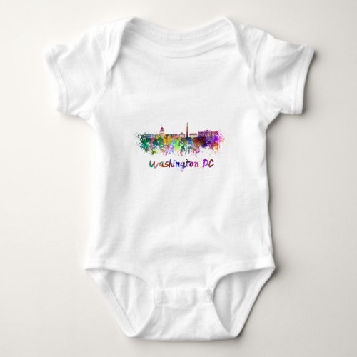 Washington DC skyline in watercolor Baby Bodysuit