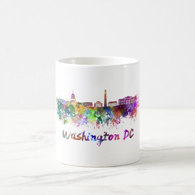 Washington DC skyline in watercolor Coffee Mug (Center)