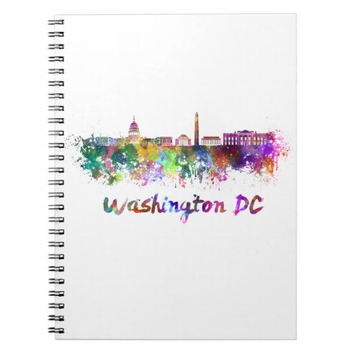 Washington DC skyline in watercolor Notebook