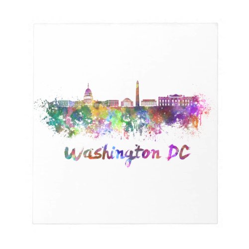 Washington DC skyline in watercolor Notepad