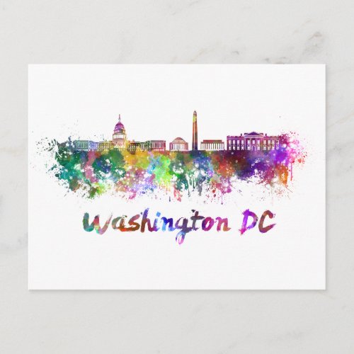 Washington DC skyline in watercolor Postcard