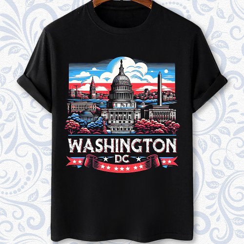 Washington DC Skyline landmarks art T_Shirt