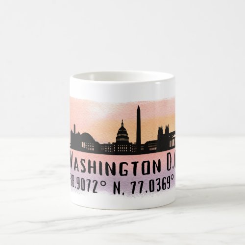 Washington DC Skyline Latitude and Longitude  Coffee Mug