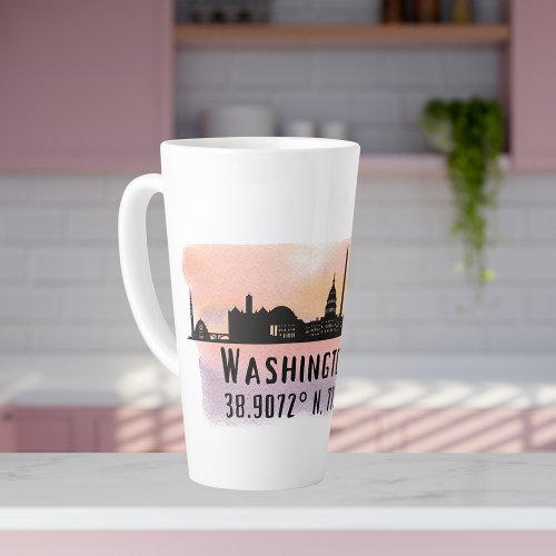 Washington DC Skyline Latitude and Longitude  Latte Mug