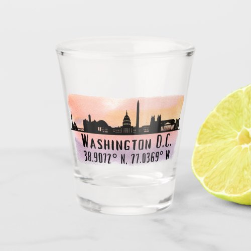 Washington DC Skyline Latitude and Longitude  Shot Glass