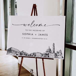 Washington DC Skyline Modern Wedding Welcome Foam Board