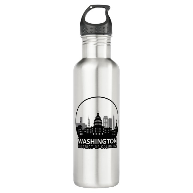 Washington DC Skyline Stainless Steel Water Bottle (Front)