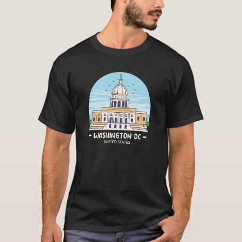 Washington DC Skyline USA City Landmark US Capitol T_Shirt