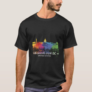 Washington Dc Skyline Watercolor City Souvenirs Us T-Shirt