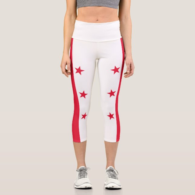 Washington DC State Flag Capri Leggings (Front)