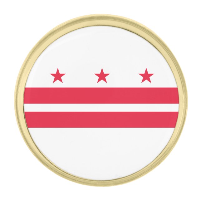 Washington DC State Flag Gold Finish Lapel Pin (Front)