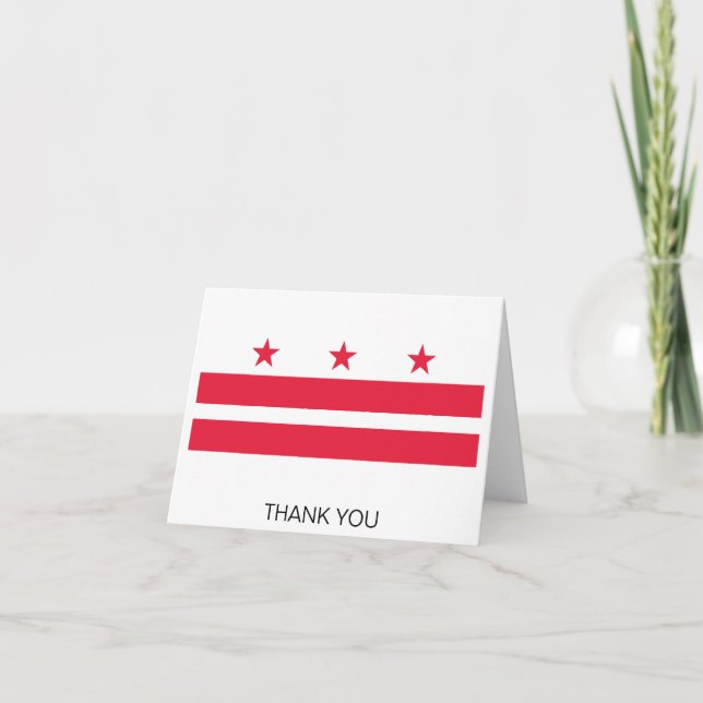 Washington DC State Flag Letterpress Thank You Card (Front)