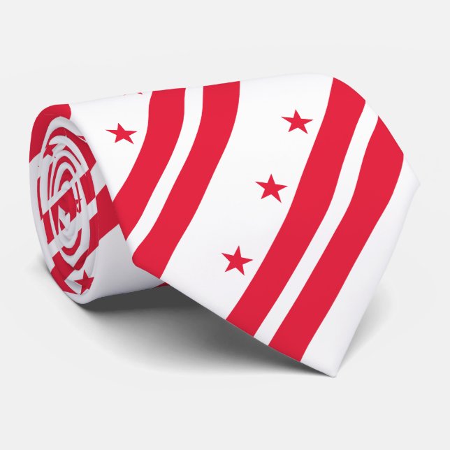 Washington DC State Flag Neck Tie (Rolled)