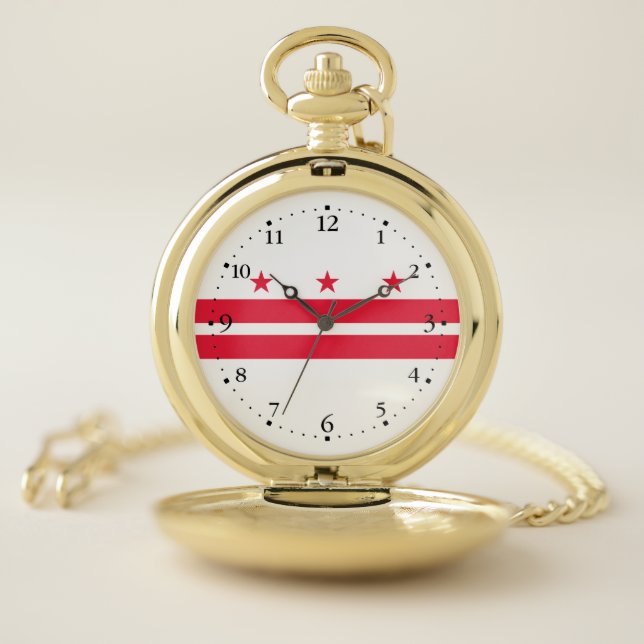Washington DC State Flag Pocket Watch (Inside)