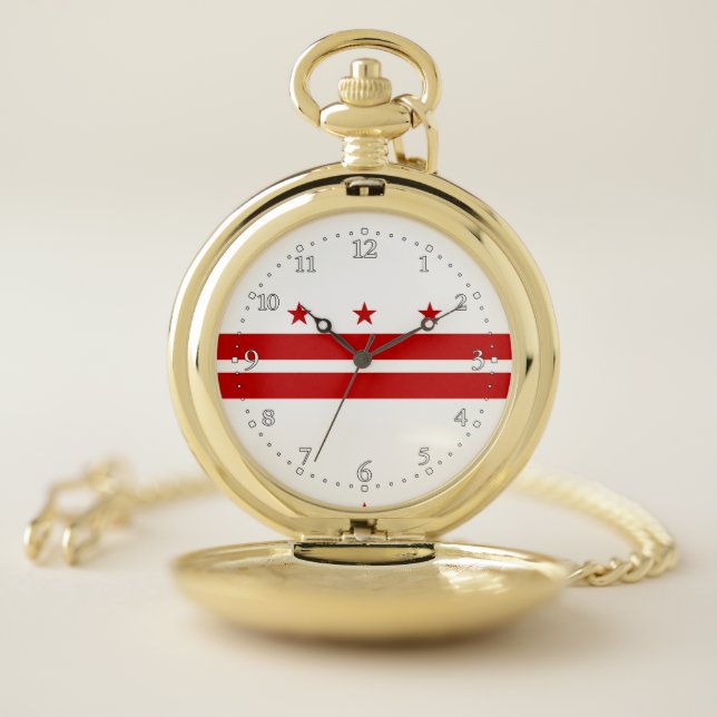 Washington DC State Flag Pocket Watch (Inside)