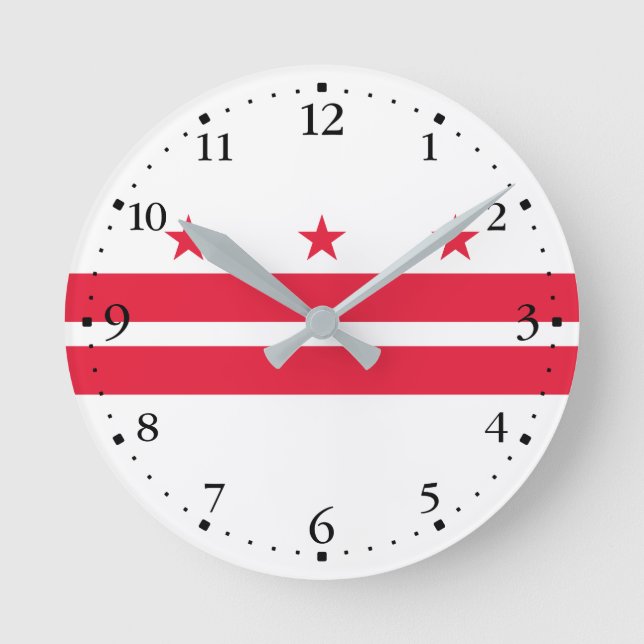 Washington DC State Flag Round Clock (Front)