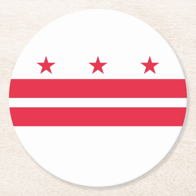 Washington DC State Flag Round Paper Coaster (Front)