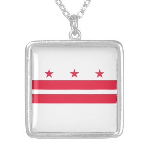 Washington DC State Flag Silver Plated Necklace