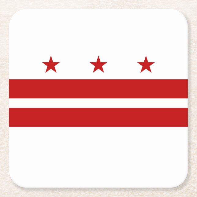 Washington DC State Flag Square Paper Coaster (Front)
