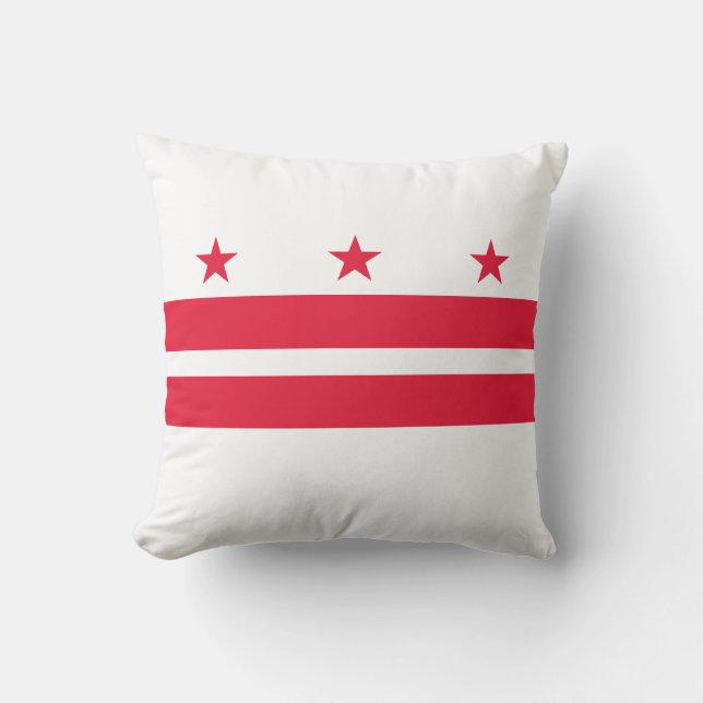 Washington DC State Flag Throw Pillow (Front)