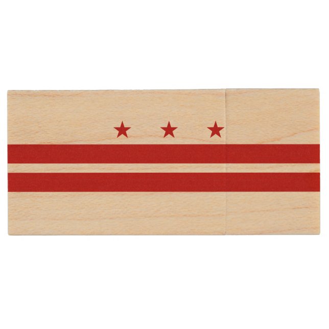 Washington DC State Flag Wood Flash Drive (Front)