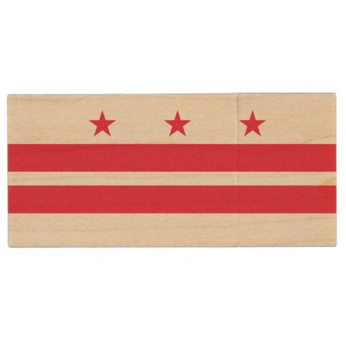 Washington DC State Flag Wood Flash Drive