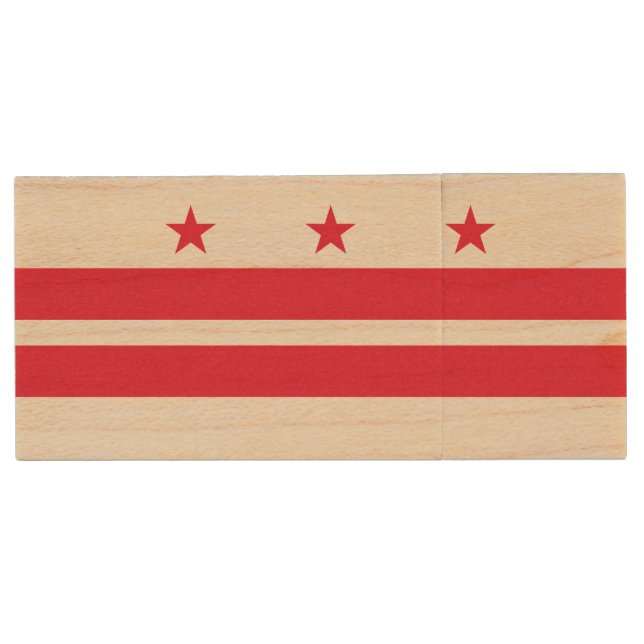 Washington DC State Flag Wood Flash Drive (Front)