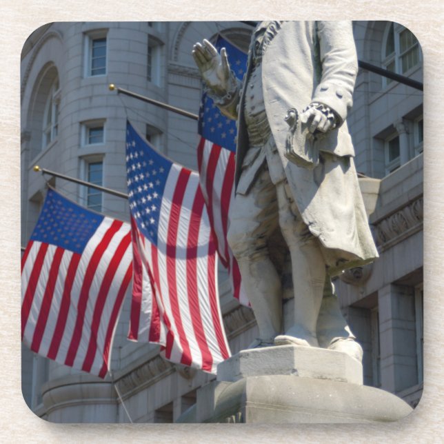 Washington, DC, statue of Benjamin Franklin Beverage Coaster (Front)