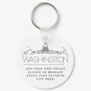 Washington DC Stylized Skyline | Custom Slogan Keychain