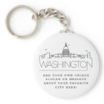 Washington DC Stylized Skyline | Custom Slogan Keychain