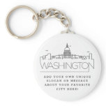 Washington DC Stylized Skyline | Custom Slogan Keychain Washington DC Stylized Skyline | Custom Slogan Keychain