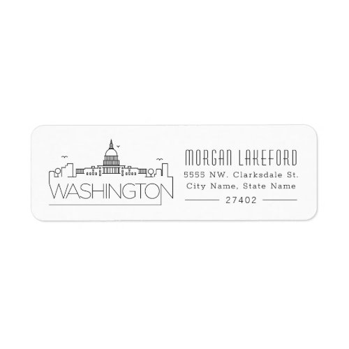 Washington DC Stylized Skyline  Label