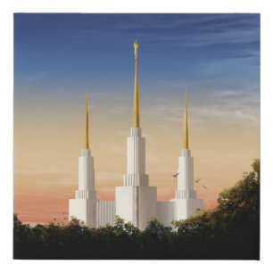 Washington DC Temple Sunset Faux Canvas Print